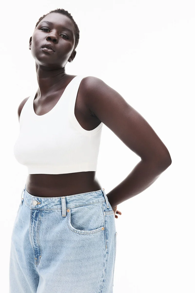 H&M Cropped ribbed vest top